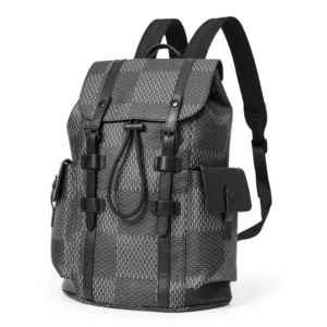 Sac à dos en damier noir et gris