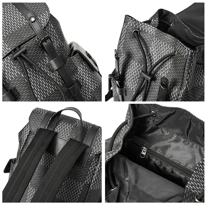 Sac à dos en damier noir et gris